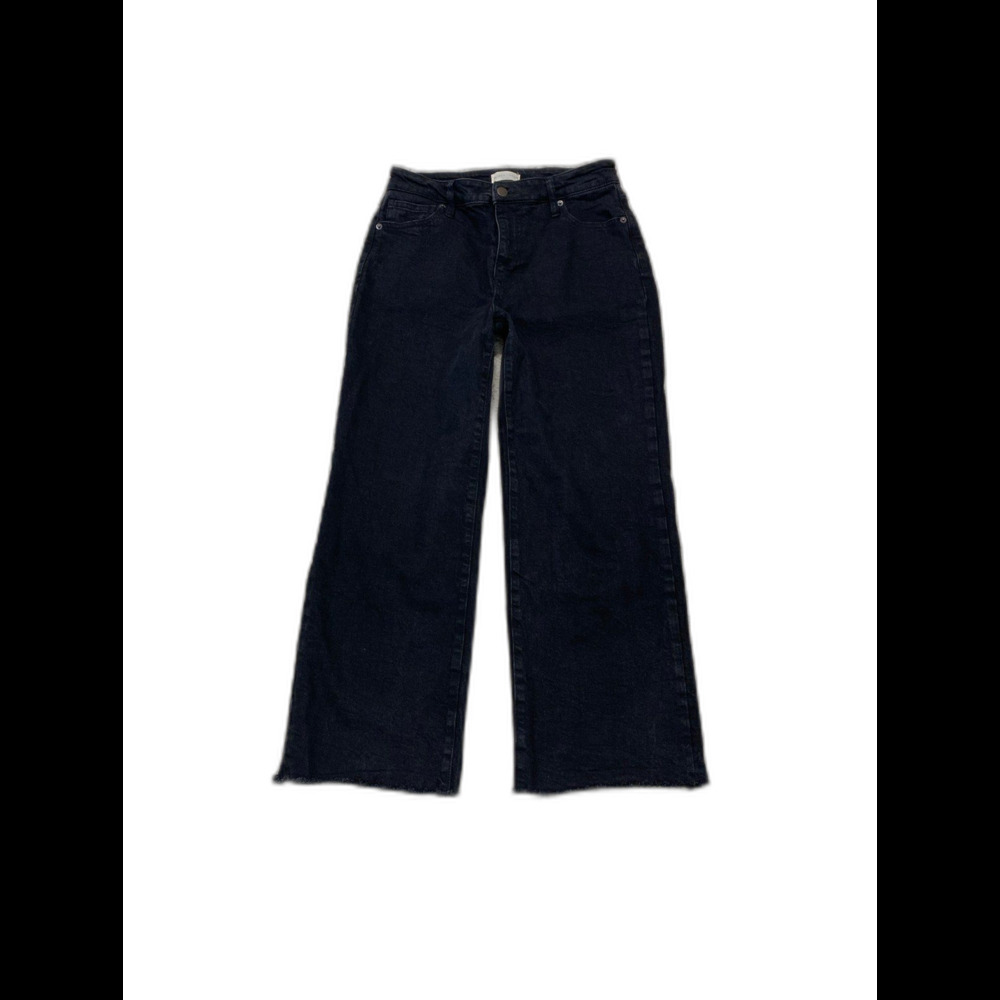 Oliver Logan High-Rise Crop Wide Straight Leg Black Raw Hem Size 27